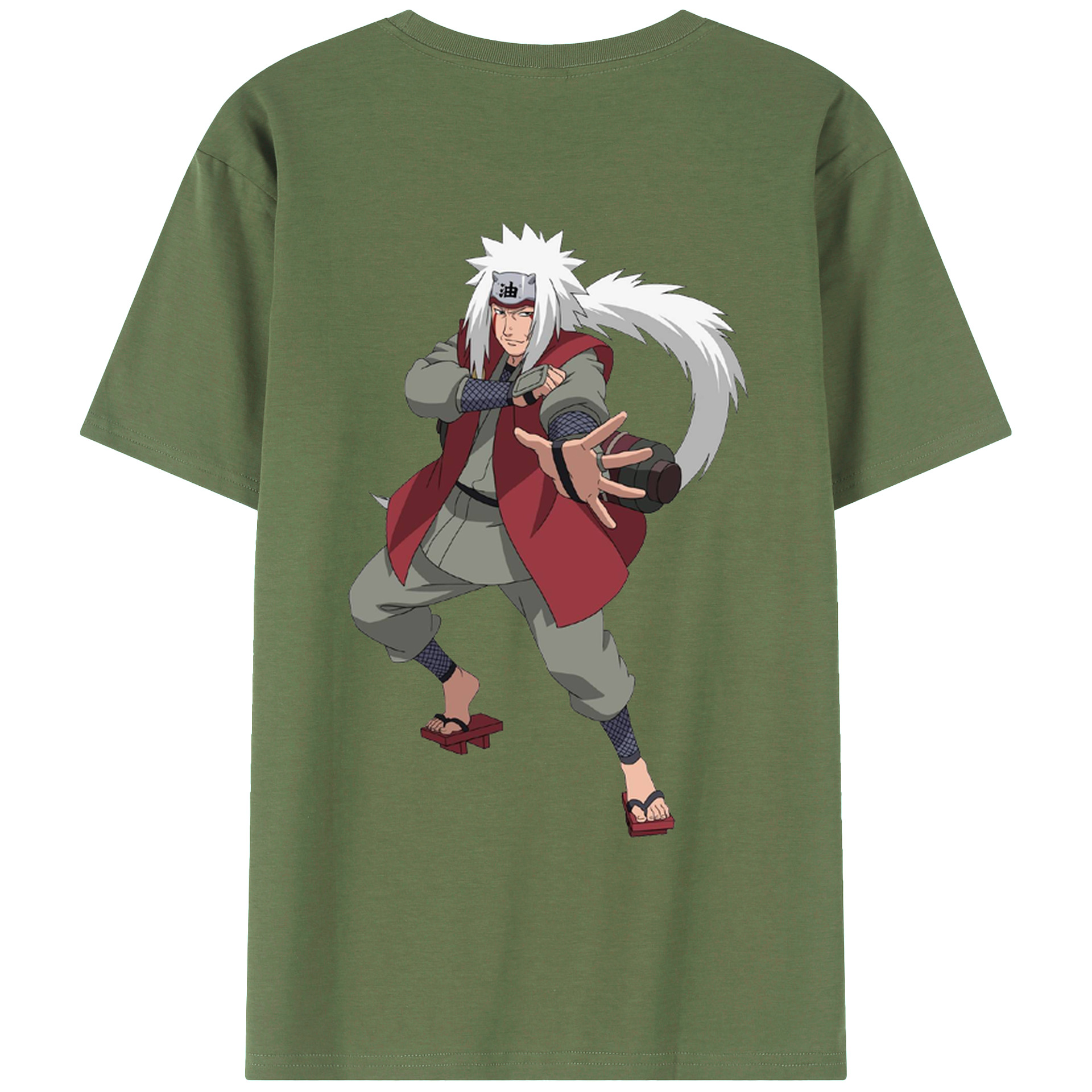 （画像用） NARUTO -ナルト- 自来也（じらいや） Jiraiya 綿100％ メンズ半袖Tシャツ（バックプリント） 通気性